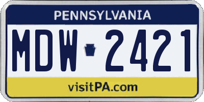 PA license plate MDW2421