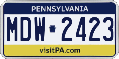 PA license plate MDW2423