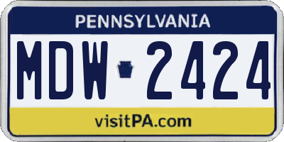 PA license plate MDW2424