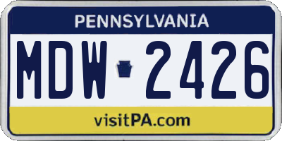 PA license plate MDW2426