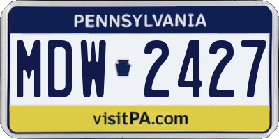 PA license plate MDW2427