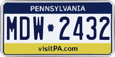 PA license plate MDW2432