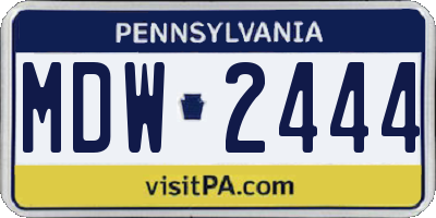 PA license plate MDW2444