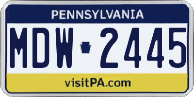 PA license plate MDW2445