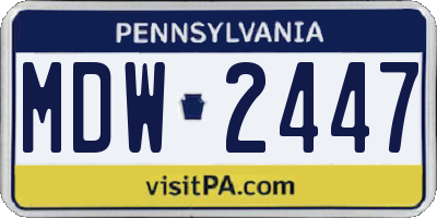 PA license plate MDW2447