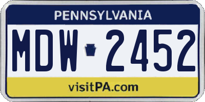 PA license plate MDW2452