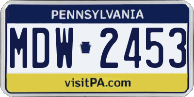 PA license plate MDW2453