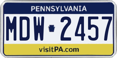 PA license plate MDW2457