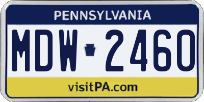 PA license plate MDW2460