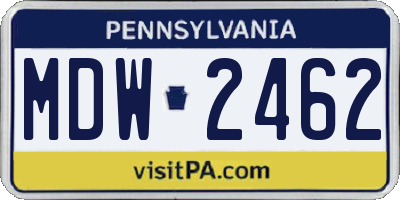 PA license plate MDW2462