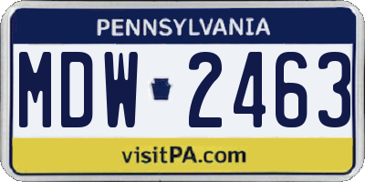 PA license plate MDW2463