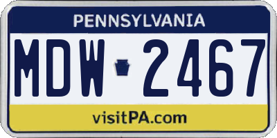 PA license plate MDW2467