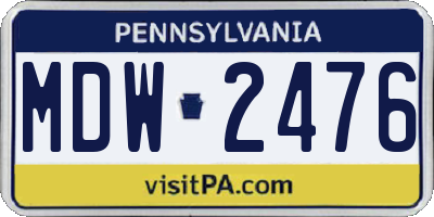 PA license plate MDW2476