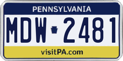 PA license plate MDW2481