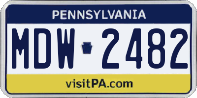 PA license plate MDW2482