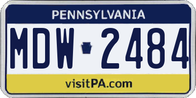 PA license plate MDW2484