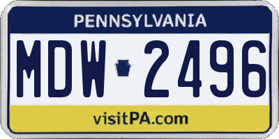 PA license plate MDW2496