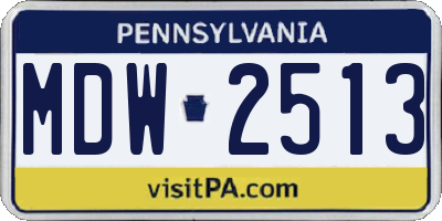 PA license plate MDW2513