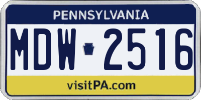 PA license plate MDW2516