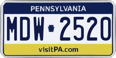 PA license plate MDW2520