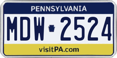 PA license plate MDW2524
