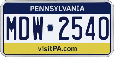 PA license plate MDW2540