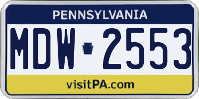 PA license plate MDW2553