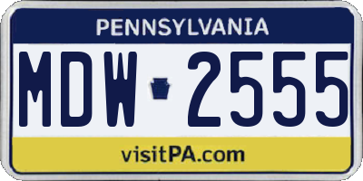 PA license plate MDW2555