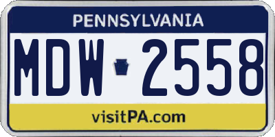PA license plate MDW2558