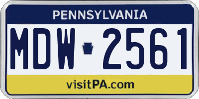 PA license plate MDW2561