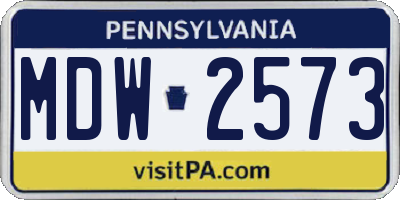 PA license plate MDW2573