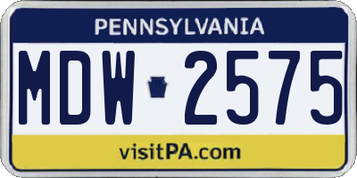 PA license plate MDW2575
