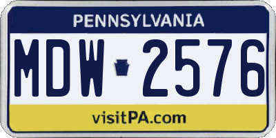 PA license plate MDW2576