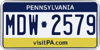 PA license plate MDW2579