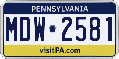 PA license plate MDW2581
