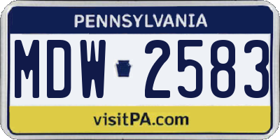 PA license plate MDW2583