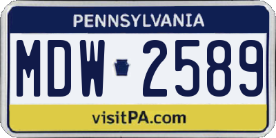 PA license plate MDW2589