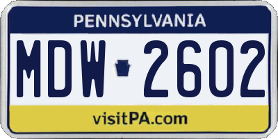 PA license plate MDW2602