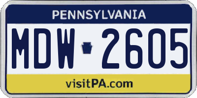 PA license plate MDW2605