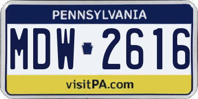 PA license plate MDW2616