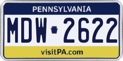 PA license plate MDW2622