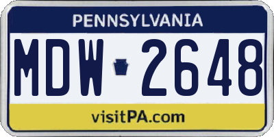 PA license plate MDW2648