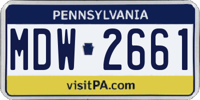 PA license plate MDW2661