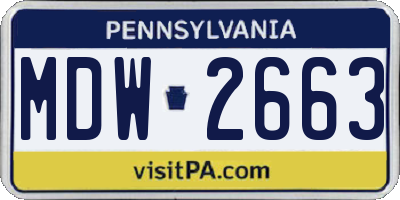 PA license plate MDW2663