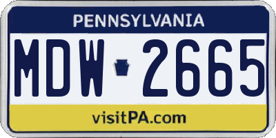 PA license plate MDW2665