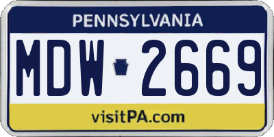 PA license plate MDW2669