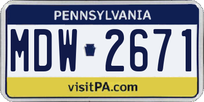 PA license plate MDW2671