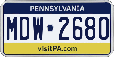 PA license plate MDW2680