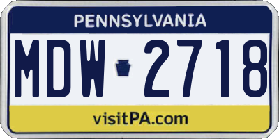 PA license plate MDW2718