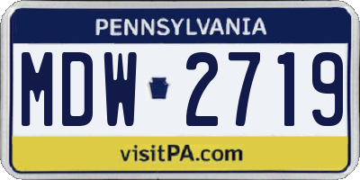 PA license plate MDW2719